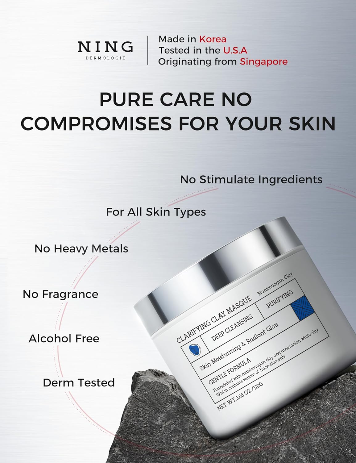 Clay Mask for Face & Sensitive Skin - Triple Mud Formula Deep Cleans Pores, Reduces Acne & Improves Texture | 3.88 Oz