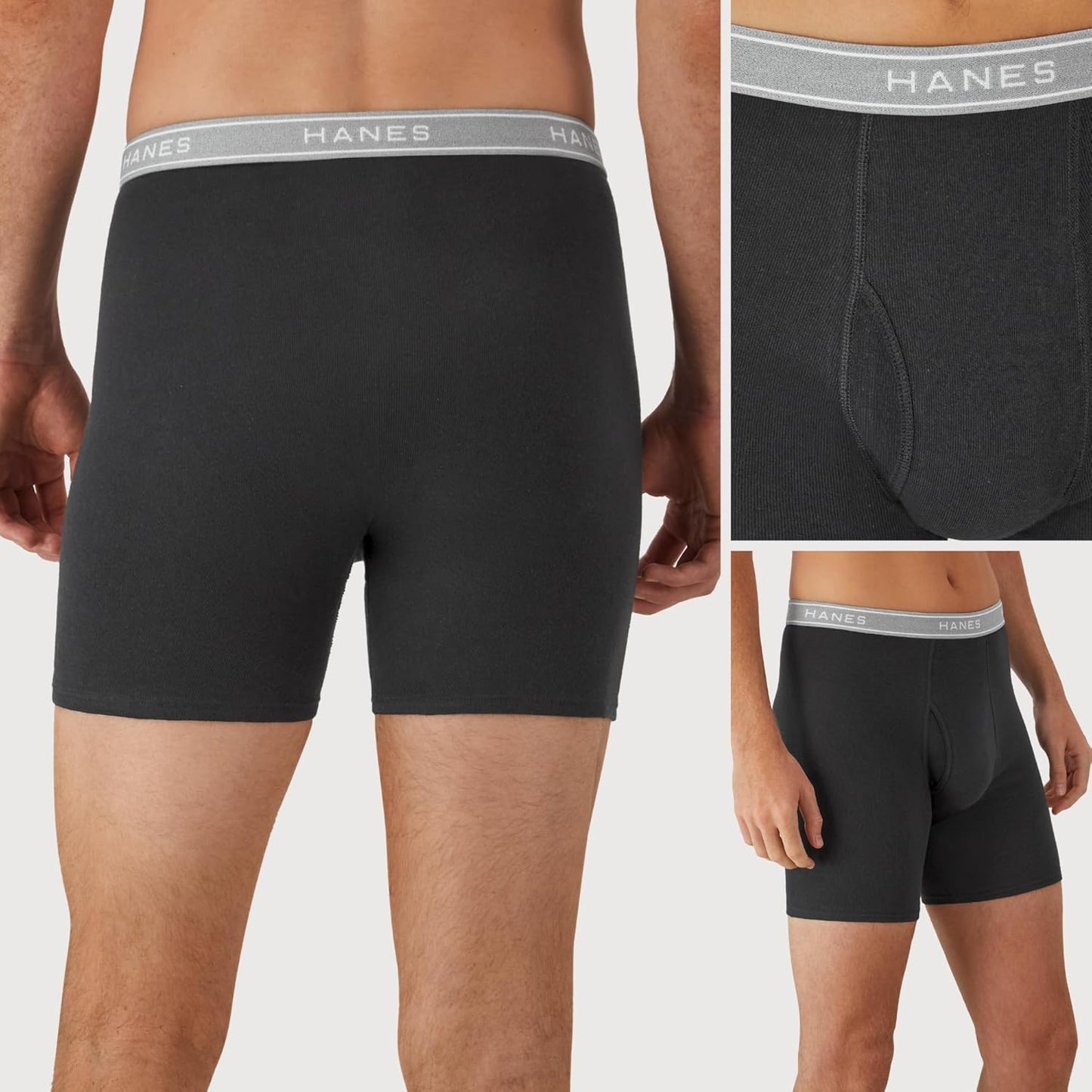 Hanes Men's Boxer Briefs - Cool & Breathable Cotton, Moisture-Wicking, No Ride-Up | 3-Pack