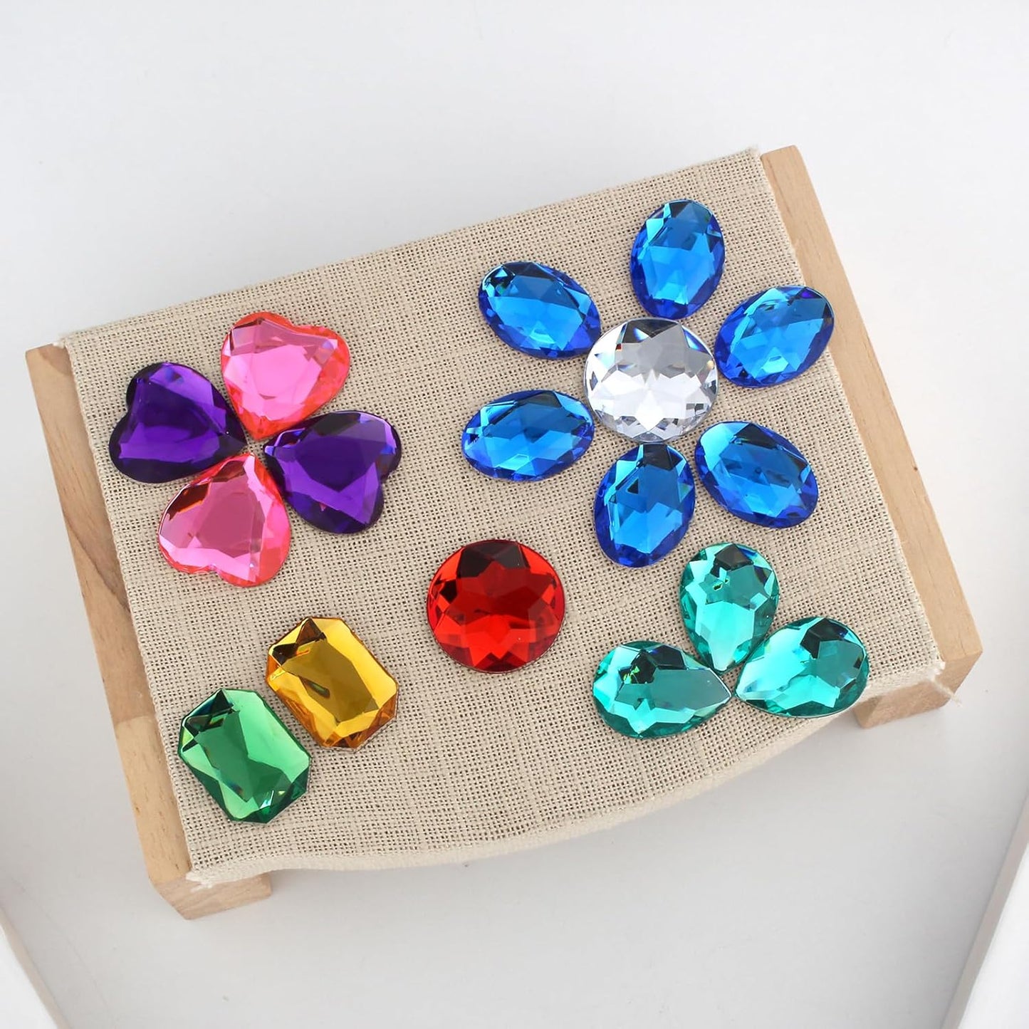 Acrylic Diamond Jewels - 128 Pcs 1-Inch Flat Back Gems for Crafts | Colorful DIY Treasure Chest Fillers with Adhesive Dots