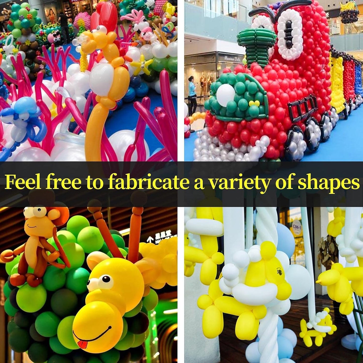 Clear 260 Balloons - Premium Long Skinny Latex Balloons for Animal Creations | 100 Pcs for Kids' Parties