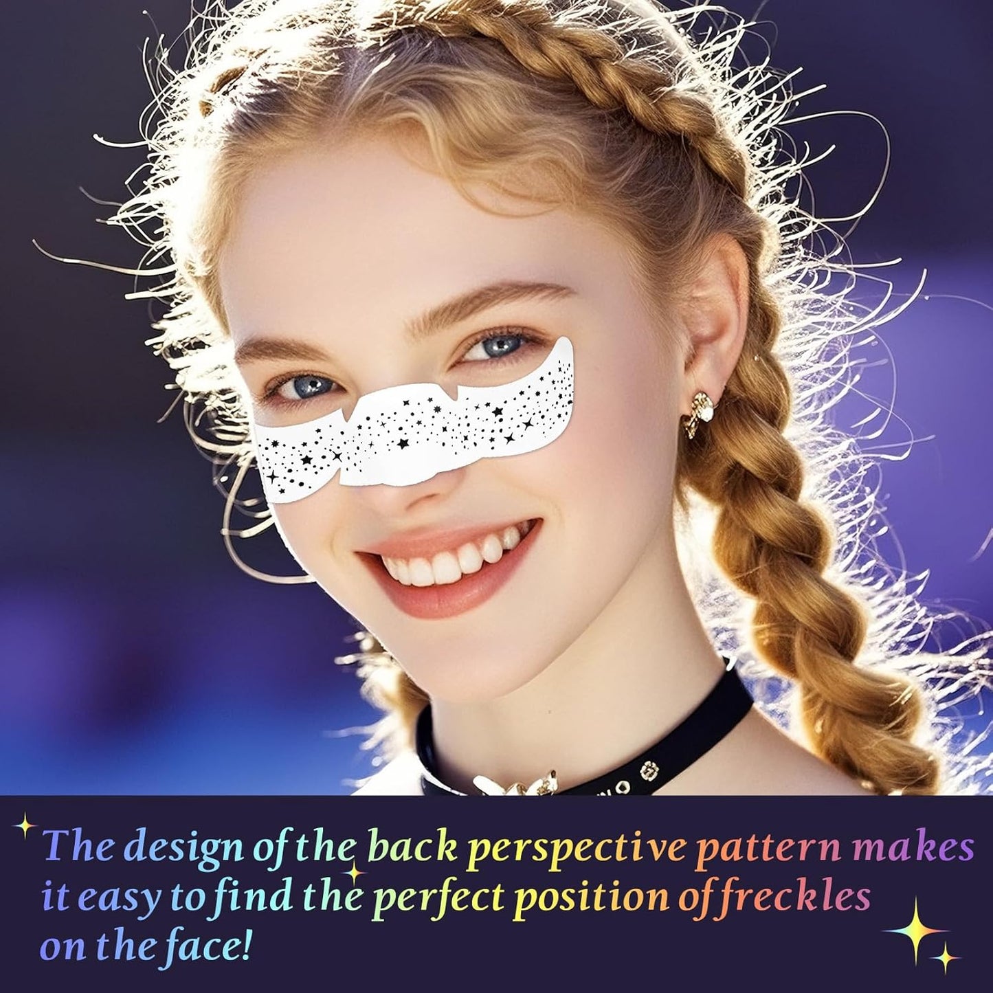 Glitter Freckles Makeup Patches - Holographic Face Glitter Speckles | 24pcs Cute Sparkling Fake Freckles for Festivals