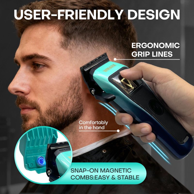 WMARK Hair Clippers for Men Professional Barber Clippers for Hair Cutting Kit Cordless Hair Clippers Maglev Vector Motor 10000RPM, DLC Fade Blades, USB-C Rechargeable NG-X1 Polar