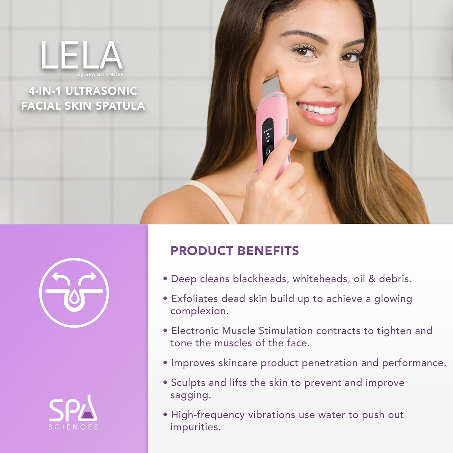 Spa Sciences LELA 4-in-1 Facial Spatula | Deep Cleansing, Pore Extraction & Anti-Aging Benefits