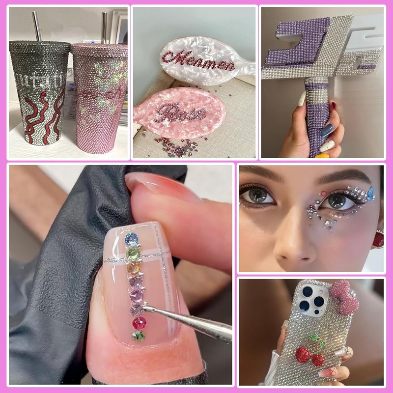 Resin Rhinestones Bedazzling Kit - 48 Color 3mm Flatback Gems for Crafting | Includes 3Pcs 10ml Jewelry Glue & Tools