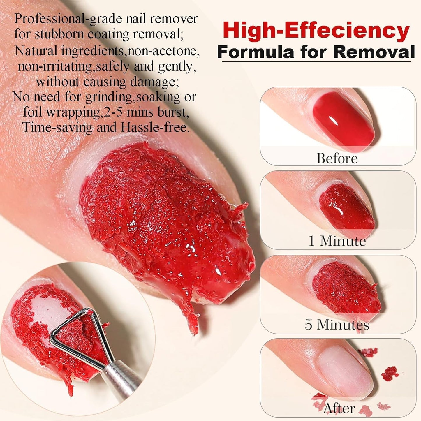 Gel Nail Polish Remover Kit - Fast, Gentle & Non-Damaging Formula | Includes Nail Files for At-Home Manicure (1PC/15ML)