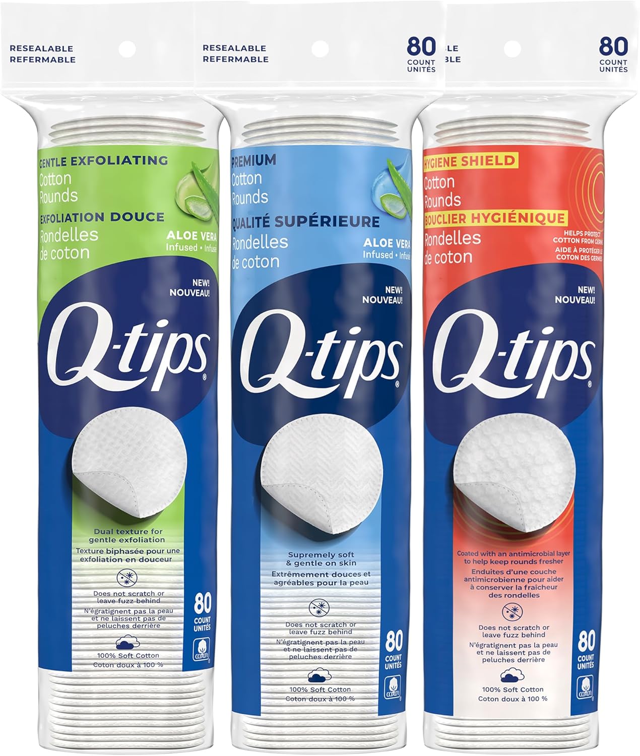 Cotton Rounds - Eco-Friendly Exfoliating Pads | 3-Pack (80 Count Each) for Beauty & First Aid