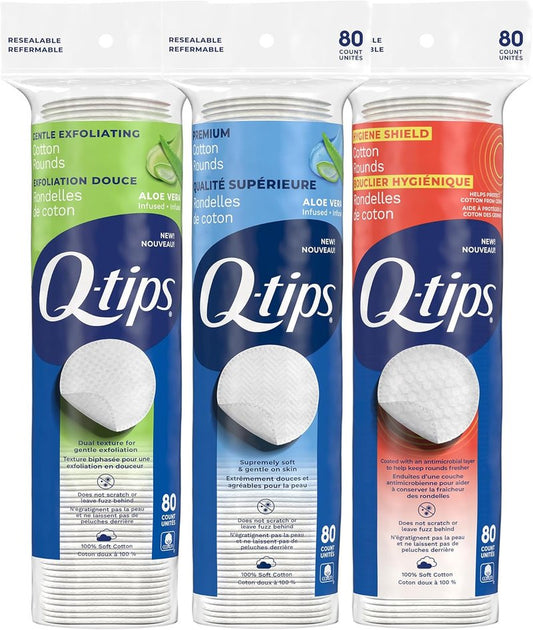 Cotton Rounds - Eco-Friendly Exfoliating Pads | 3-Pack (80 Count Each) for Beauty & First Aid