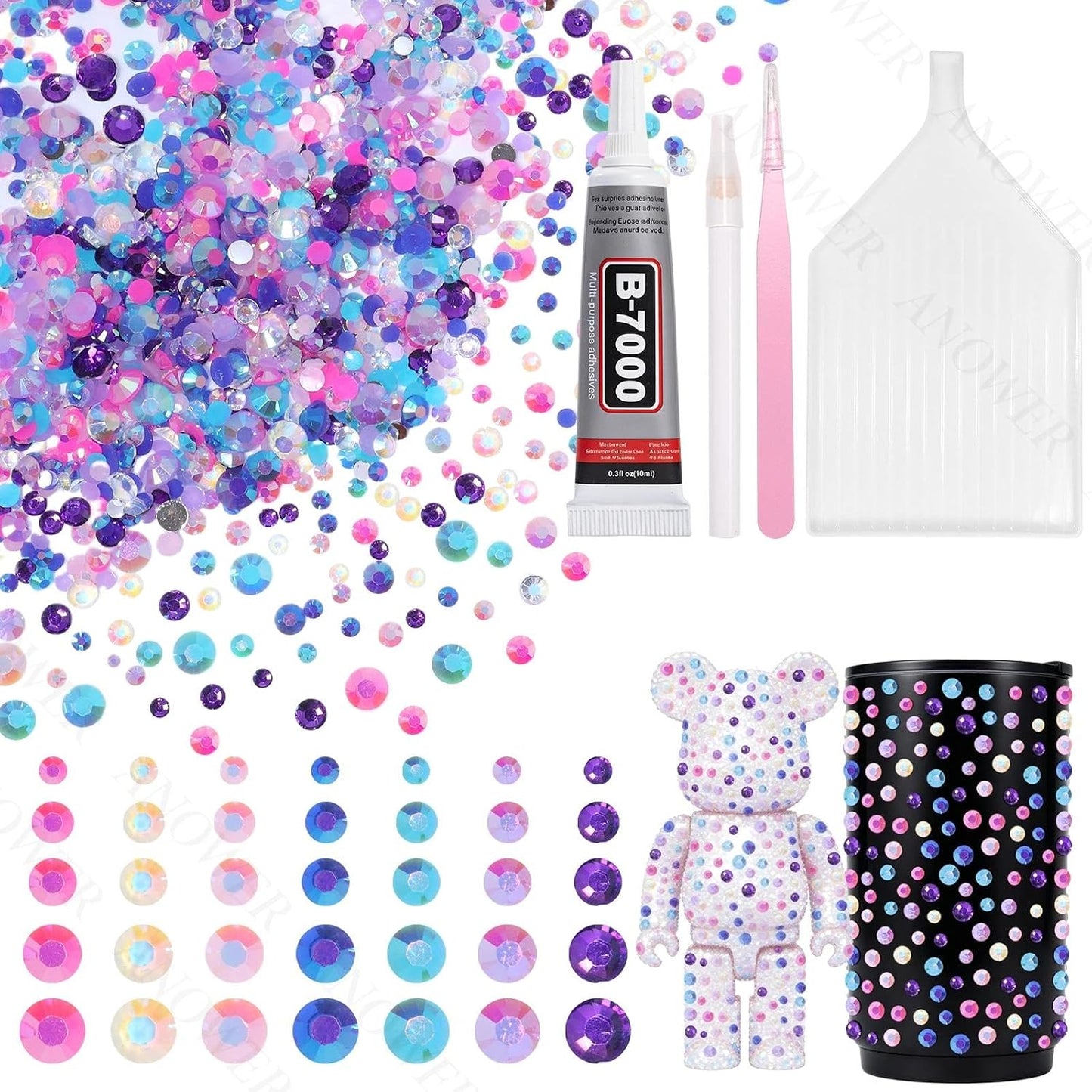 Mixed Light Color Resin Flatback Rhinestones - 16,000 Pcs for Crafting & DIY Projects | 2-6mm Gems for Makeup & Tumblers