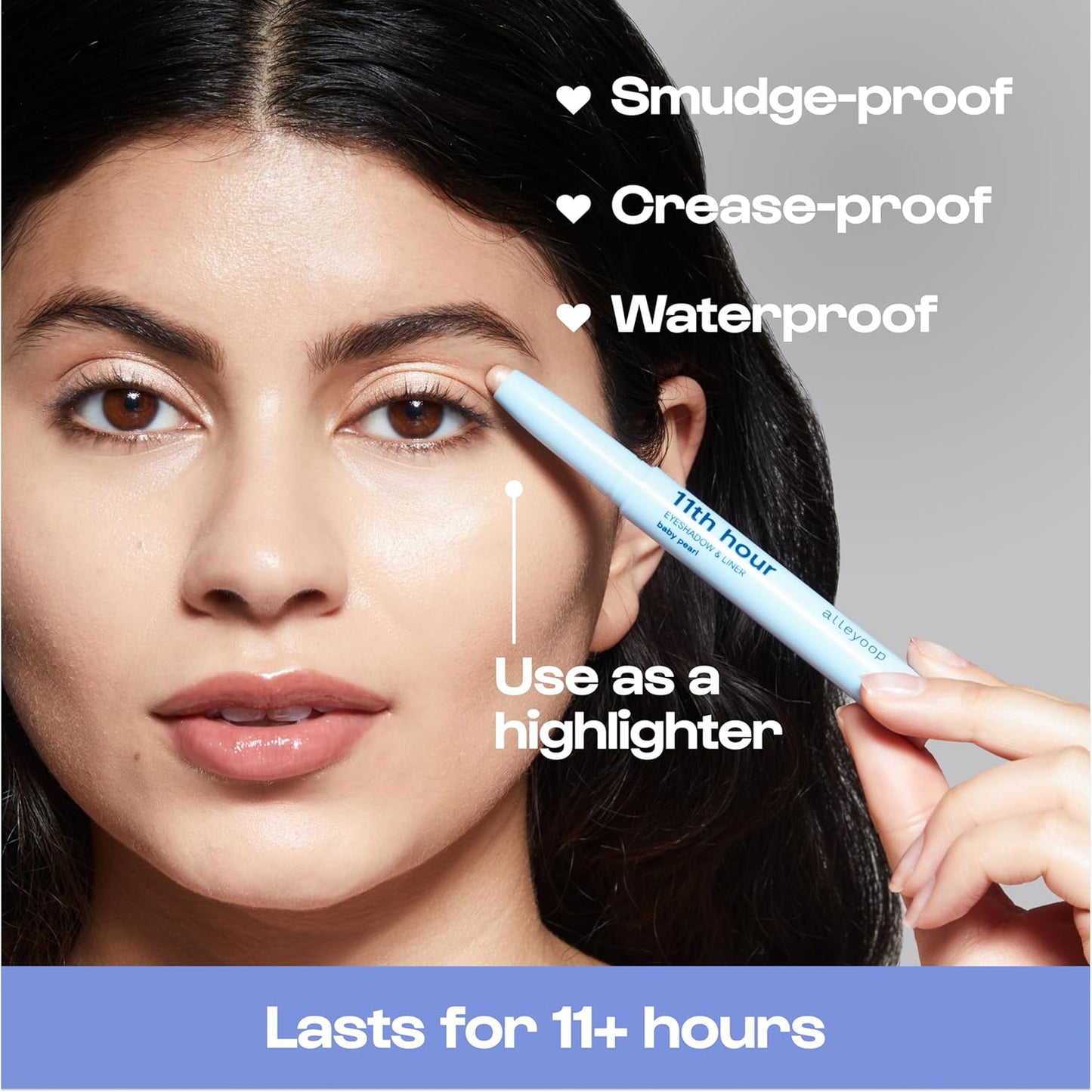 ALLEYOOP 11th Hour Waterproof Cream Eyeshadow Stick - Long-Lasting Shimmer Eye Shadow & Eyeliner | Champagne Color