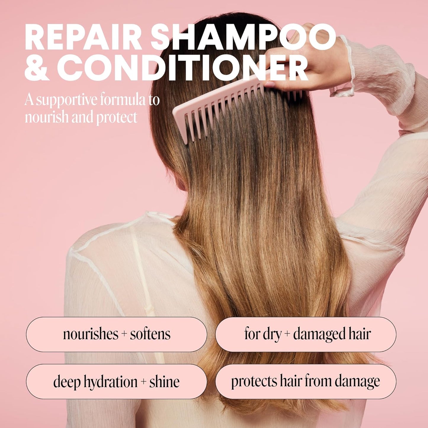 Repair Shampoo and Conditioner Set - Keratin & Coconut Oil for Dry, Damaged Hair | 12 oz (2 Count)