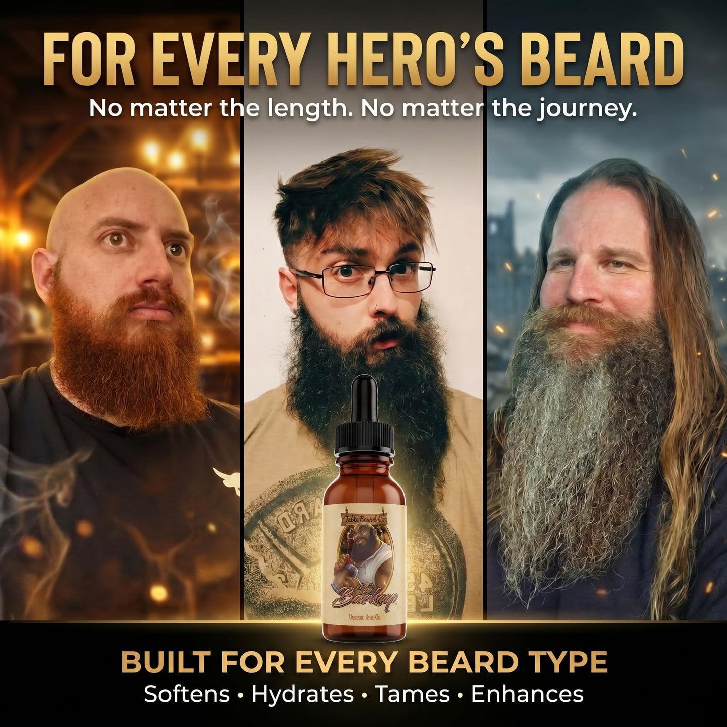 Fable Beard Co. Beard Oil - The Barkeep, Unscented, Natural Beard Oil for Men with Jojoba & Argan Oils, Vitamin E, Beard Hair Softener, Made in USA (1 Fl Oz)