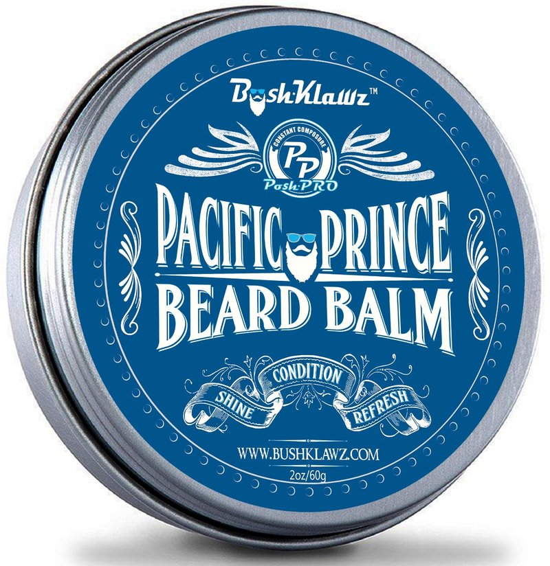 BushKlawz Beard Balm and Leave-in Conditioner, 5 Full Size 2.0 oz Balms - Urban, Lumber, Pacific, Naked Prince Fragrance Free, Premium Line, Great Gift for Christmas, Father's Day