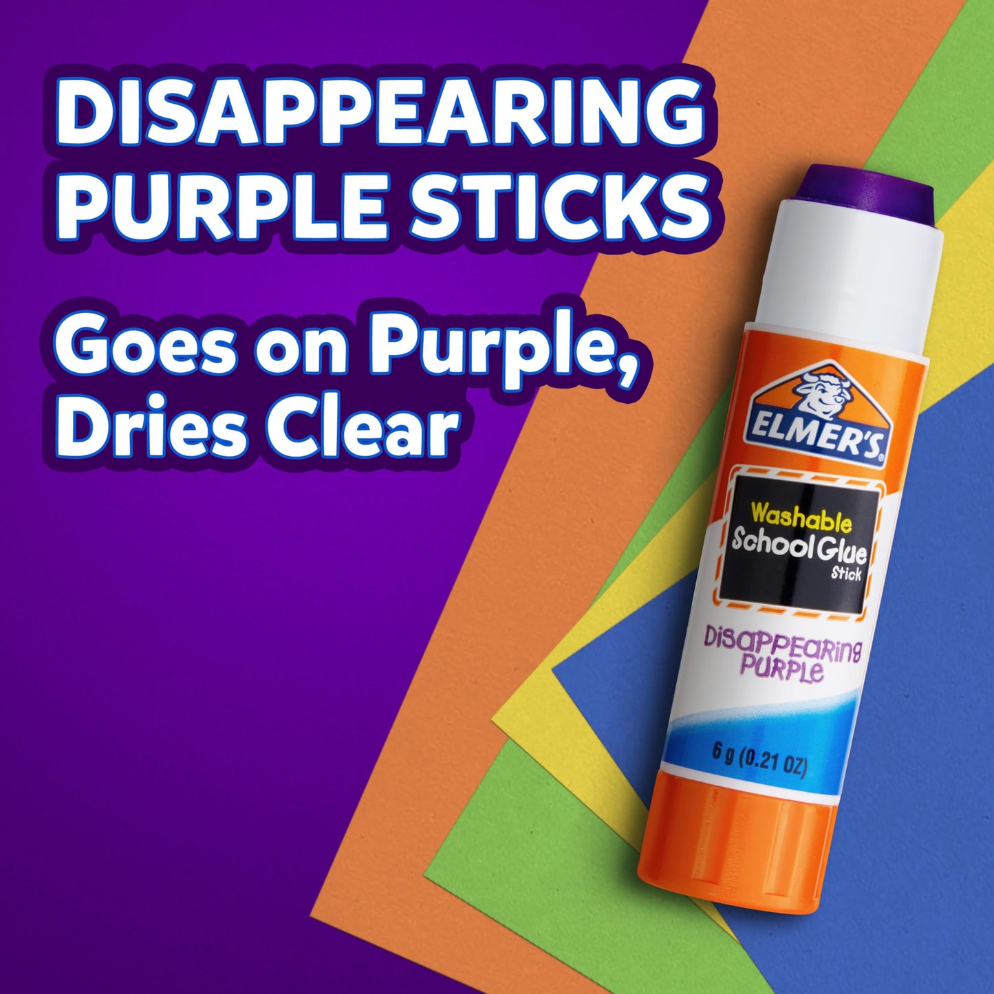 Elmer's Disappearing Purple School Glue Sticks, Washable, 7 Grams, 60 Count - Back to School Supplies, Classroom Pack, #1 Teacher Brand