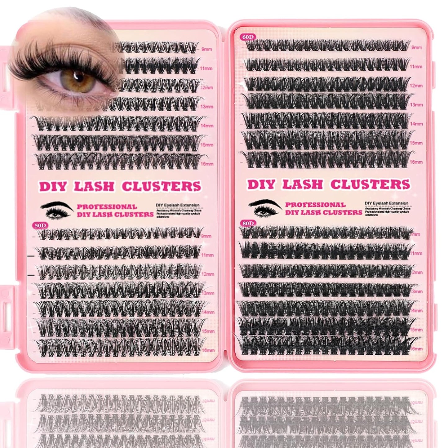 Eyelash Clusters Kit - 560 Pcs Fluffy D Curl Individual Lash Extensions | 9-16mm Length