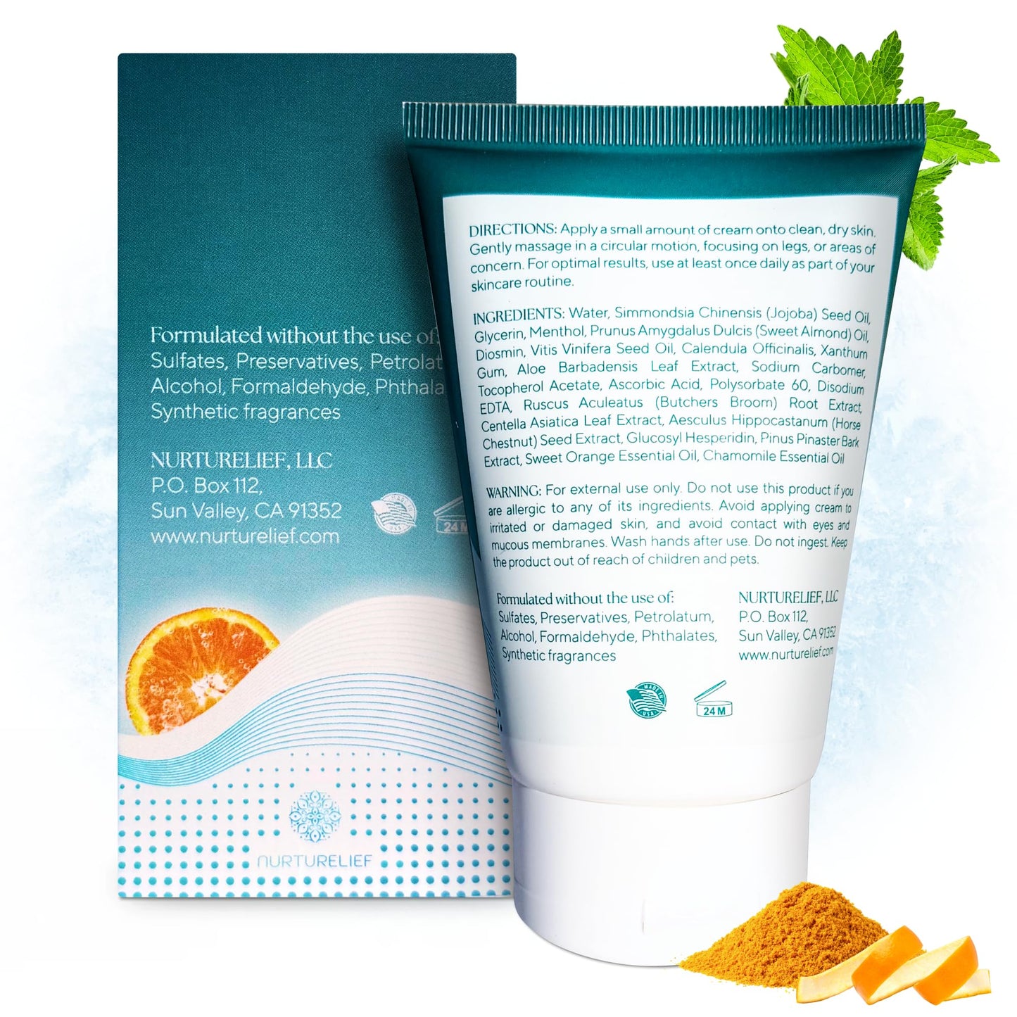 Nurturelief Doctor-Crafted Micronized Diosmin Contour Cream with Hesperidin | Cooling Comfort Formula | Silky Cosmetic Absorption Technology | Centella Cream with Horse Chestnut & Menthol