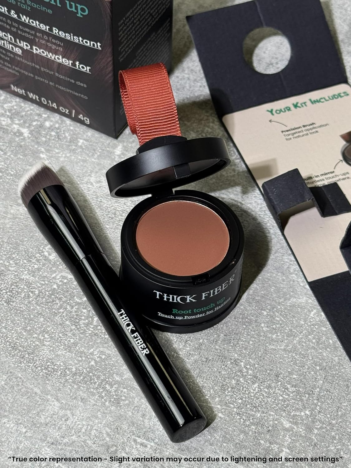 Root Touch Up Set - Water & Sweat Resistant Hair Loss Concealer for Thinning Hair | Auburn Hairline Powder & Brush