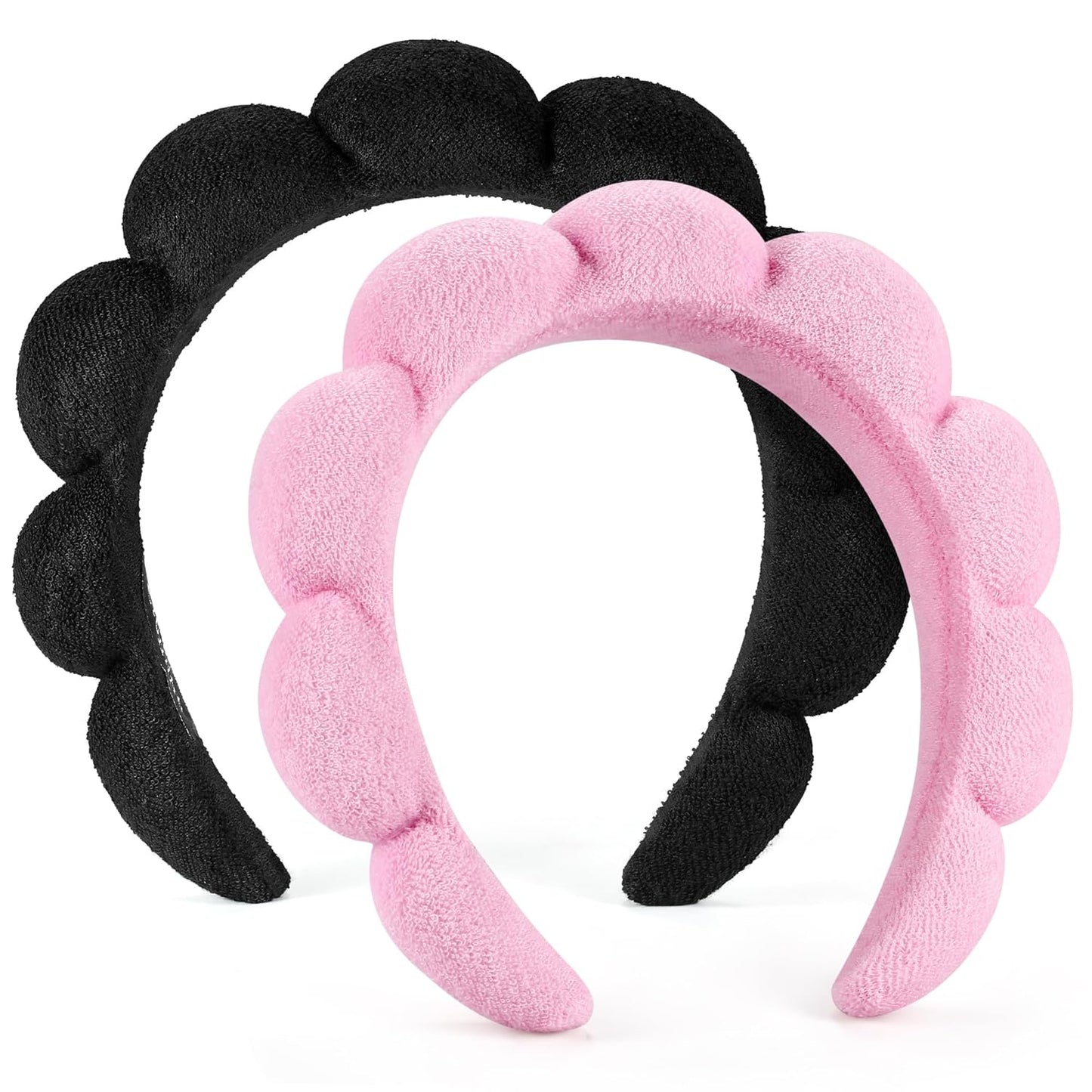 Spa Headbands for Face Washing | Soft Cotton Terry Cloth Set of 2 - Pink & Blue