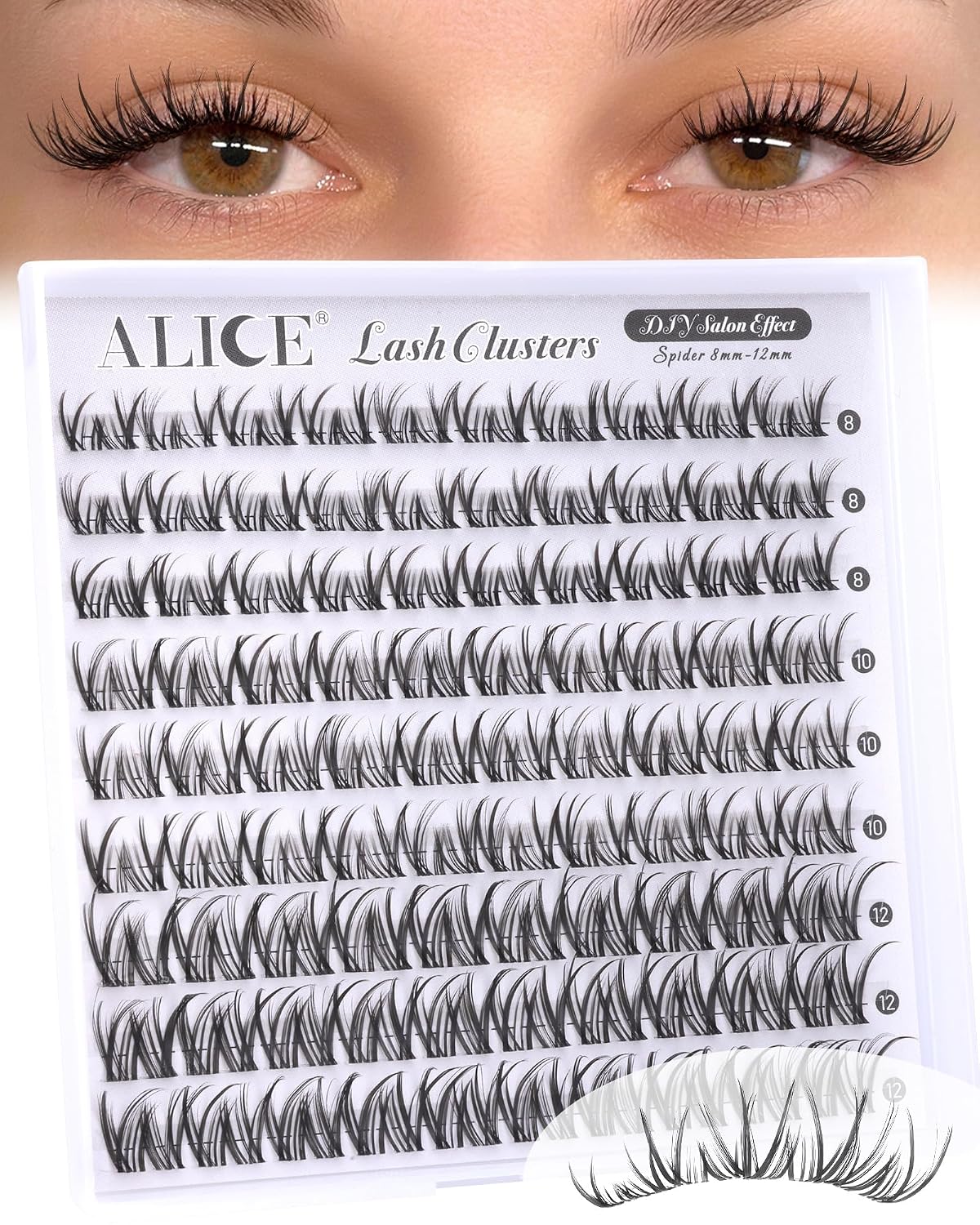 Natural Lash Clusters - Wispy Eyelash Extensions 168pcs | 8-16mm C-Curl, Soft Thin Band for a Natural Look