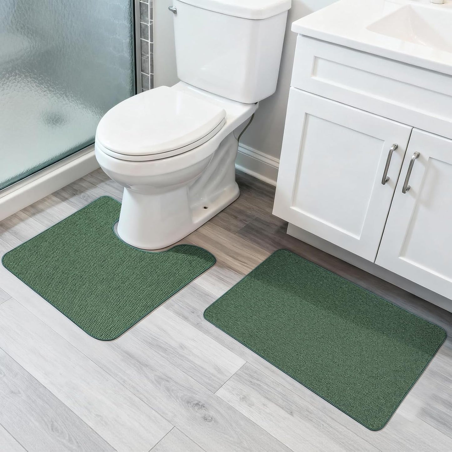 Ultra Thin Bath Mat - Non-Slip Rubber Bathroom Rug, Quick Dry & Absorbent | Grey, 1'5"x2'3" (17x27 Inch)