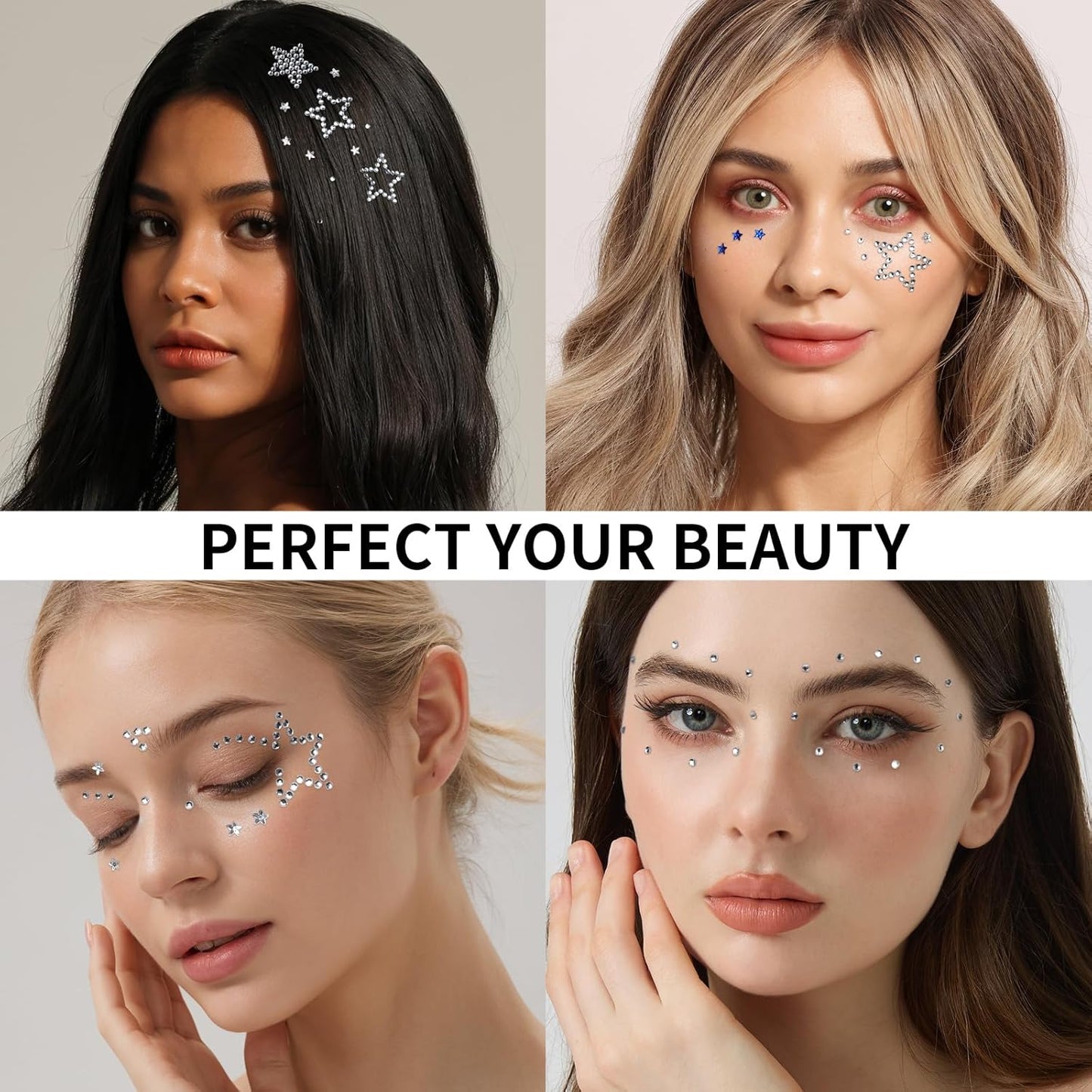 4th of July Star Face Gems - Self-Adhesive Rhinestone Stickers for Women | Festive Face, Body & Hair Accessories