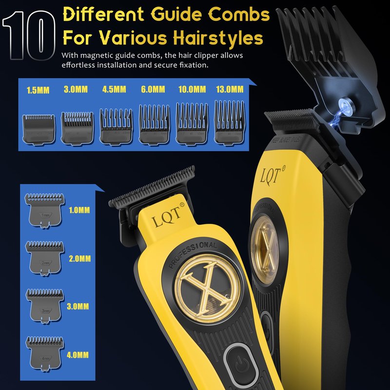 LQT Professional Hair Clippers for Men Rechargeable - 9000 RPM Cordless Barber Clippers Set with Trimmer, Case & Powerful Motor for Home & Salon Hair CuttingIdeal Gift for Father's Day