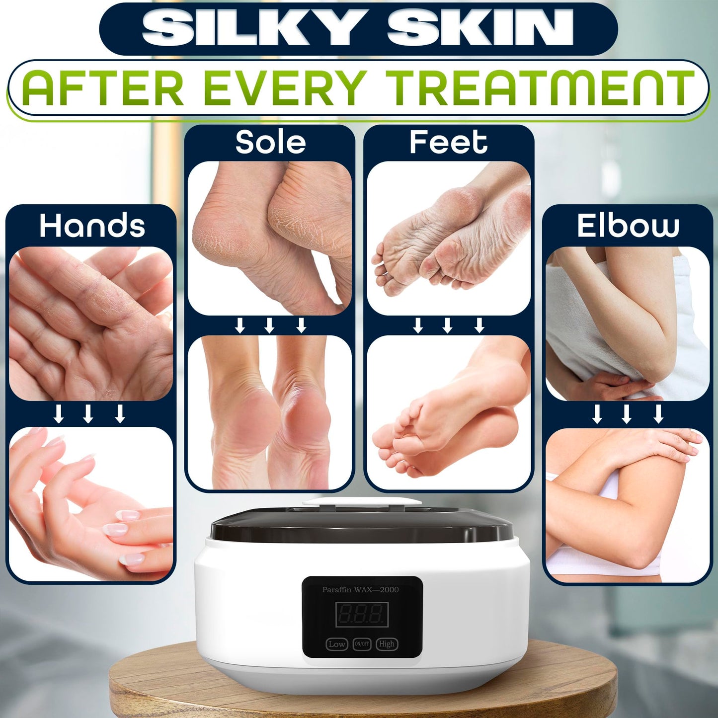 Paraffin Wax Machine for Hand and Feet – 3400ml Paraffin Wax Warmer, Adjustable Temperature with Two Modes, 110V Only (Not 220V) – Full Kit with Refill Packs, Reusable Mitts, Booties, Liners and Brush