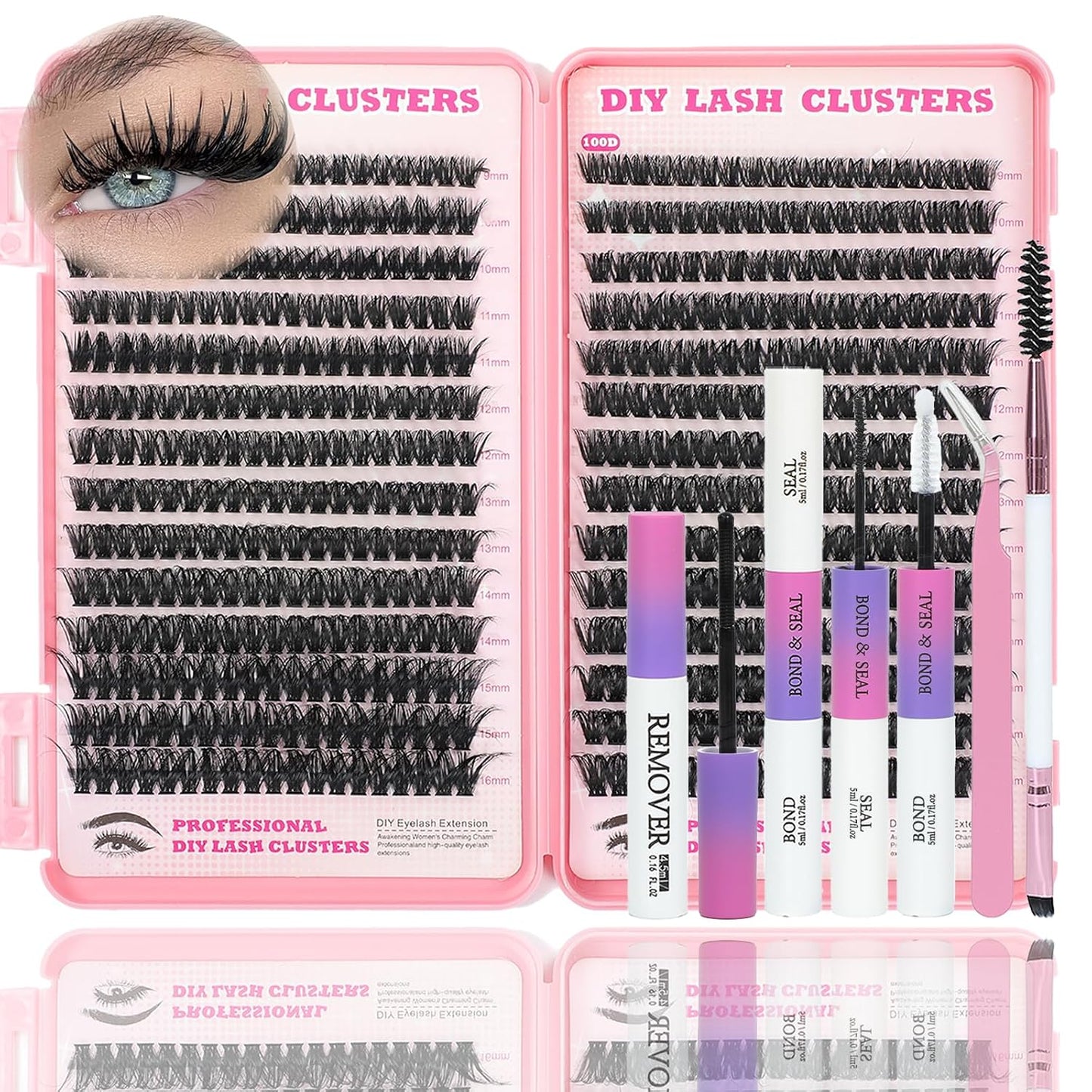Eyelash Clusters Kit - 560 Pcs Fluffy D Curl Individual Lash Extensions | 9-16mm Length