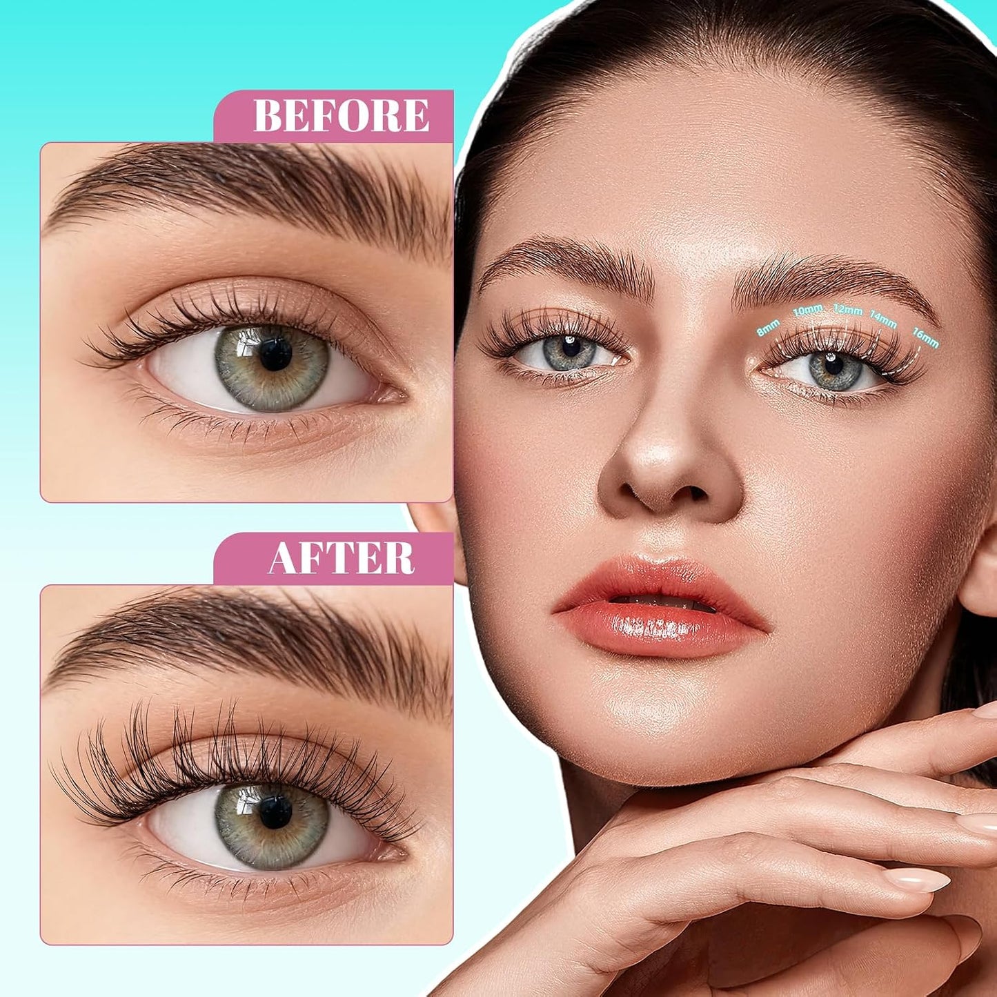 Lash Clusters Kit - 160pcs Natural Eyelash Extensions with Bond, Seal & Applicator Tool | Waterproof & Easy to Use at Home