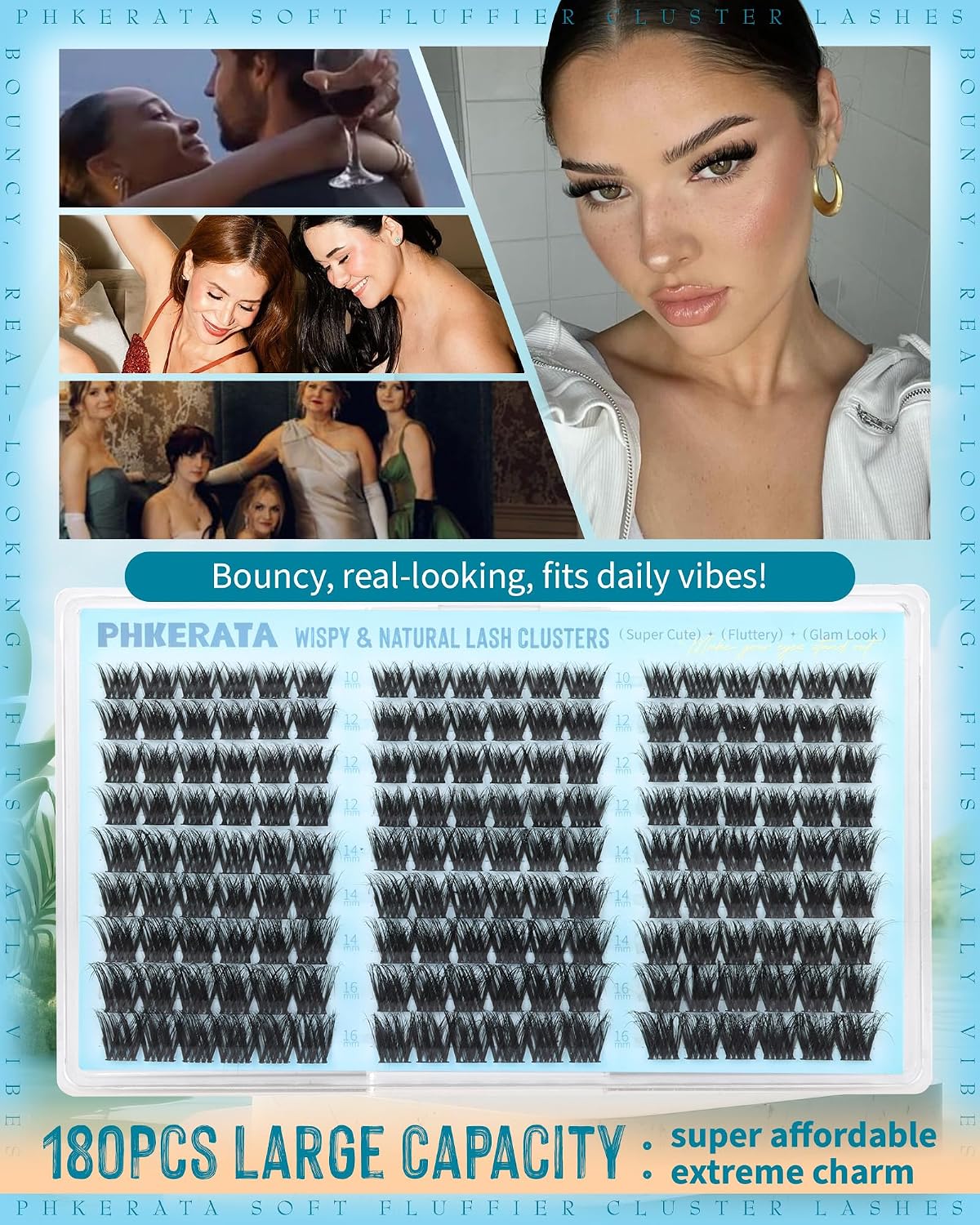 Fluffy Lash Clusters - Natural C Curl Eyelash Extensions | DIY Volume Lashes, 10-16mm