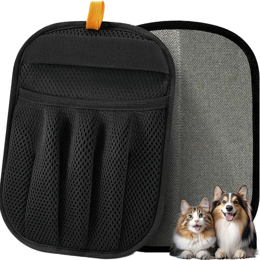 RWUSX Pet Hair Removal Glove for Laundry, Magic Grooming Brush for Dogs Cats, Electrostatic Hair Remover Tool with Five-Finger Design for Couch, Carpet, Clothing, Car Seat Black