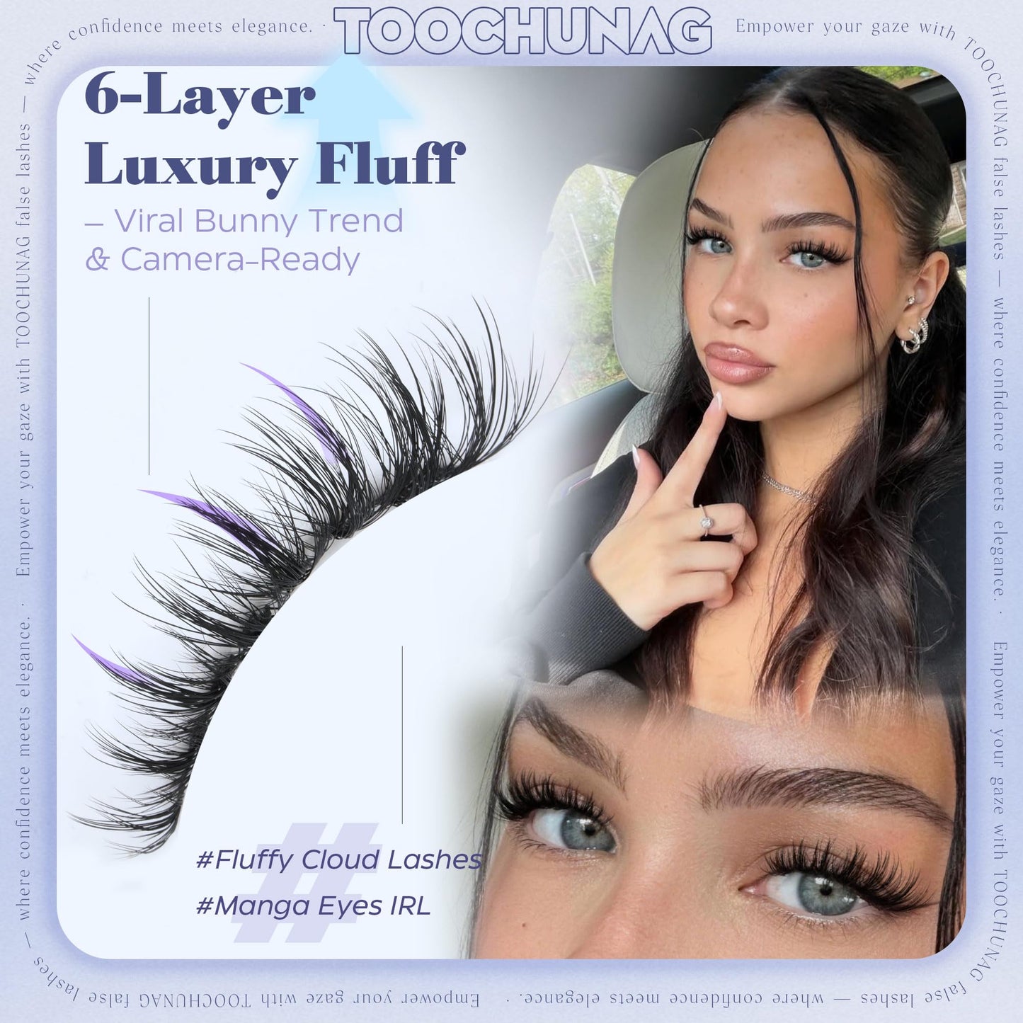 TOOCHUNAG Fluffy Lash Clusters D Curl Eyelash Clusters 12-18mm Volume Manga Cluster Lashes Extension False Mink Eyelashes Spiky Individual Lash Extensions