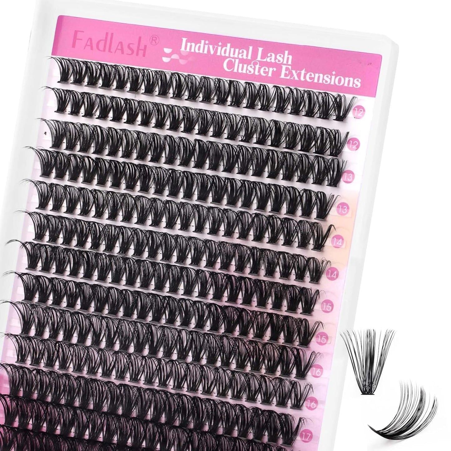 FADLASH Natural Eyelash Clusters - Fluffy 100D/200D Extensions | DIY Home Use, 8-16mm D Curl, 2 Pack