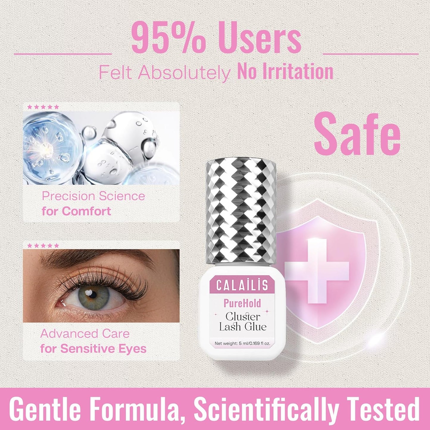 Lash Cluster Glue - Strong Hold Waterproof Adhesive for Eyelash Extensions | 5ml, Lasts 4+ Weeks