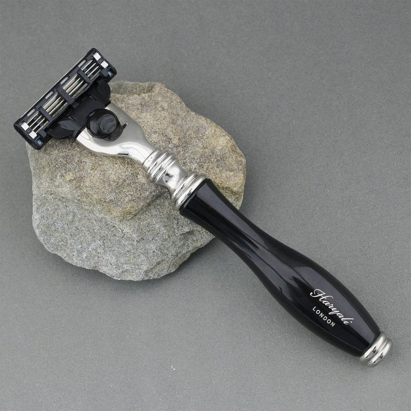 Haryali London 3 Edge Shaving Razor With Black Coated Handle Beard and Mustache Safety Razor For Men and Women