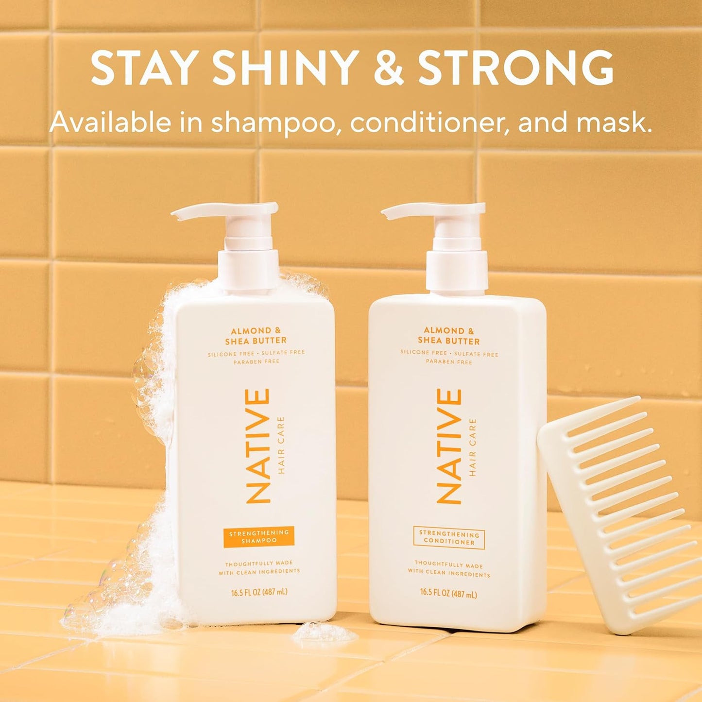 Native Shampoo & Conditioner Set - Naturally Derived, Sulfate & Dye Free | Almond & Shea Butter, 16.5 fl oz Each (2-Pack)