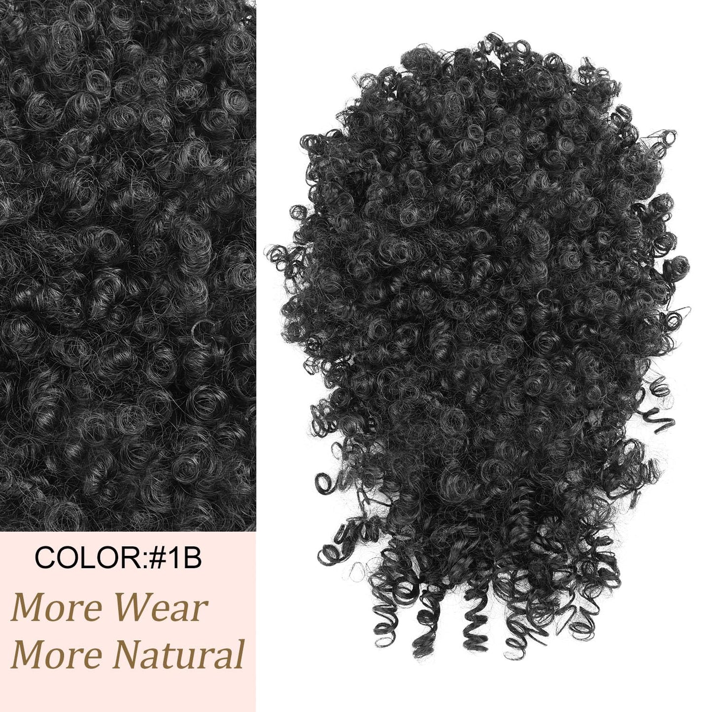 Drawstring Ponytail for Black Women - Kinky Curly Afro Puff Hair Extension with Bangs | Natural Updo Wig