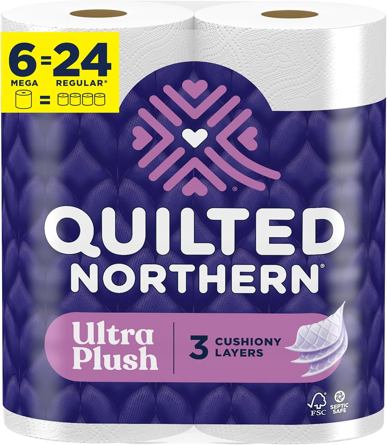 Quilted Northern Ultra Plush Toilet Paper - 6 Mega Rolls | 3X Thicker, 3-Ply Soft Tissue