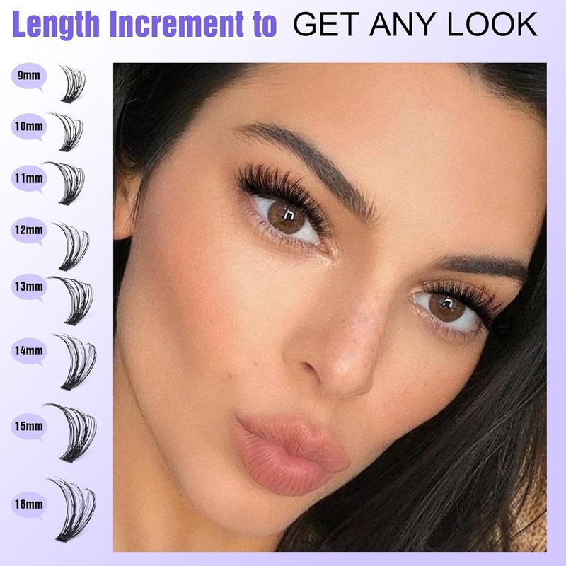 Pawotence Lash Clusters - 40D 280pcs Individual Eyelash Extensions | 9-16mm Mix for Self-Application
