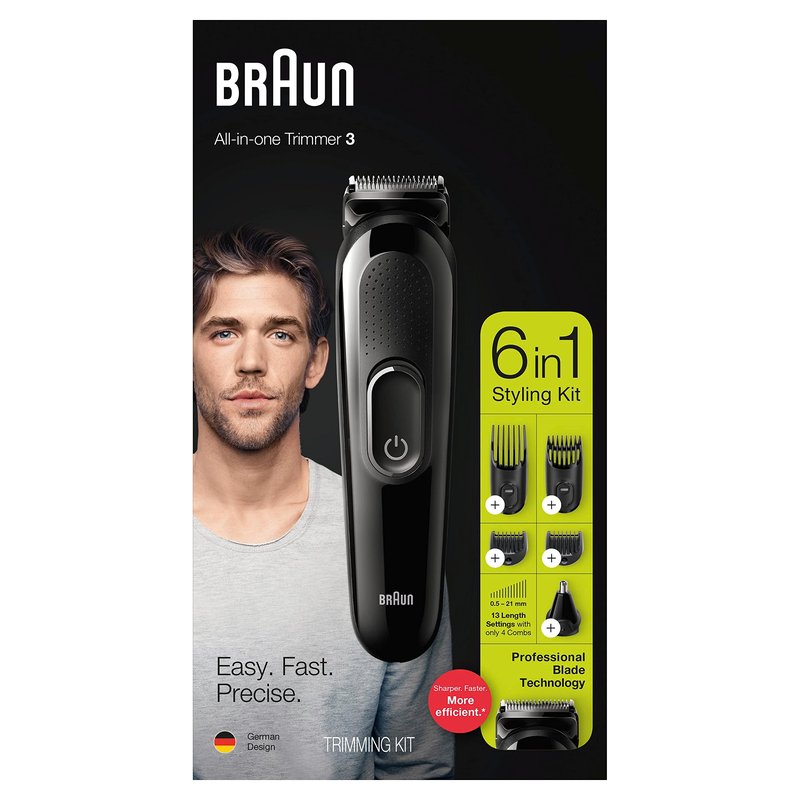 Braun Hair Clippers for Men MGK3220, 6-in-1 Beard Trimmer, Ear and Nose Trimmer, Mens Grooming Kit, Cordless & Rechargeable