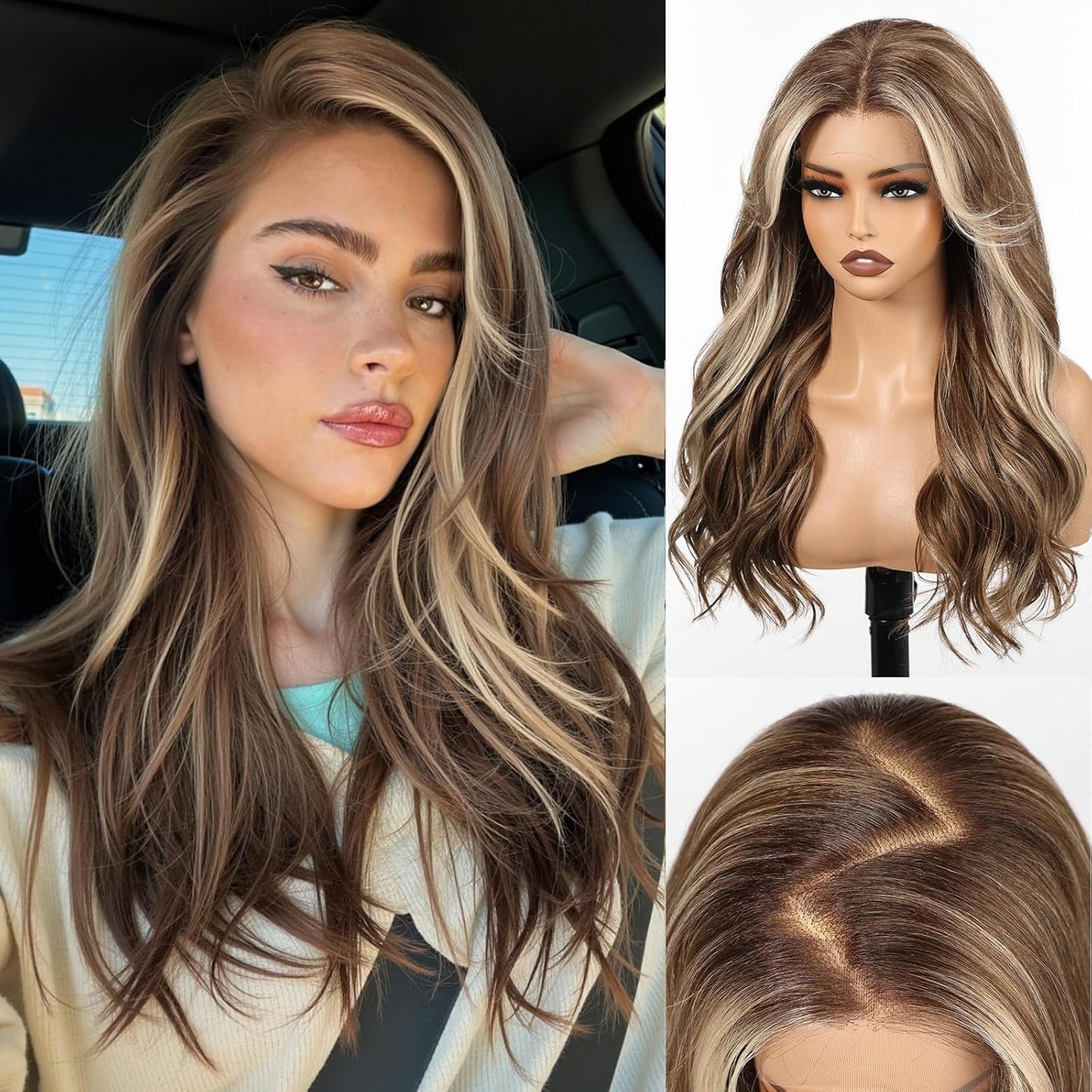 HD Lace Front Wig - 22 Inch Gray Long Wave Layered Synthetic Hair | Glueless Daily Wear for Women
