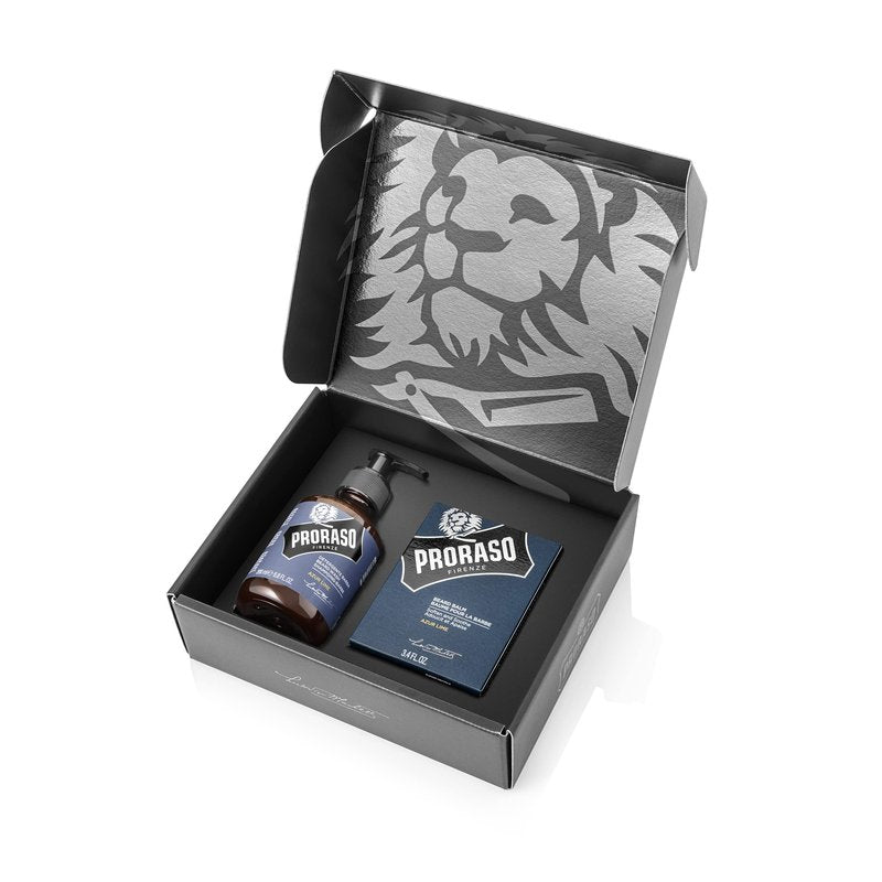 Proraso Azur Lime Beard Care Duo Kit - Beard Wash and Balm with Fresh, Citrus Scent for New or Short Beards - Premium Italian Gift Set for Men