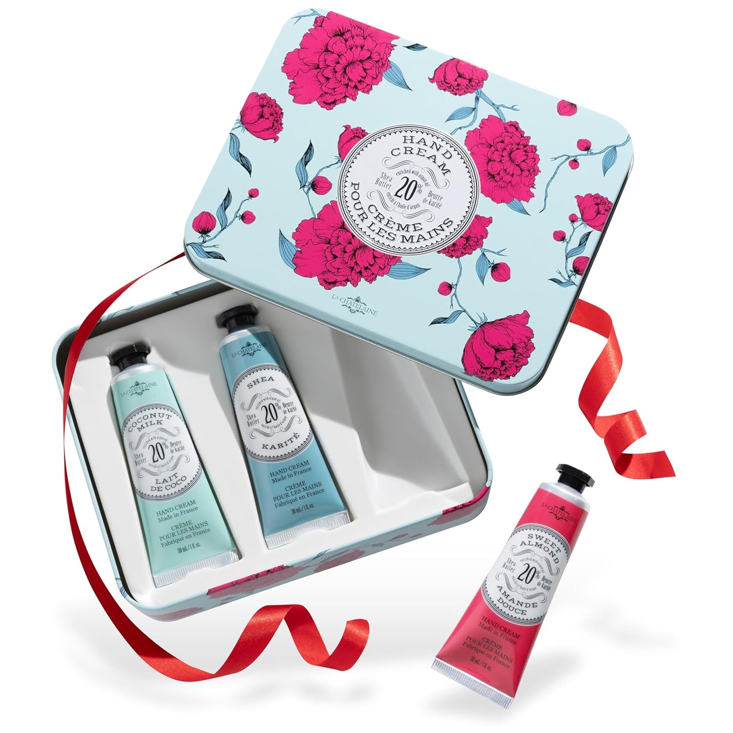 La Chatelaine 20% Shea Butter Hand Cream - Nourishing Travel Size Gift Set for Women | Coconut Milk & Lychee Cranberry