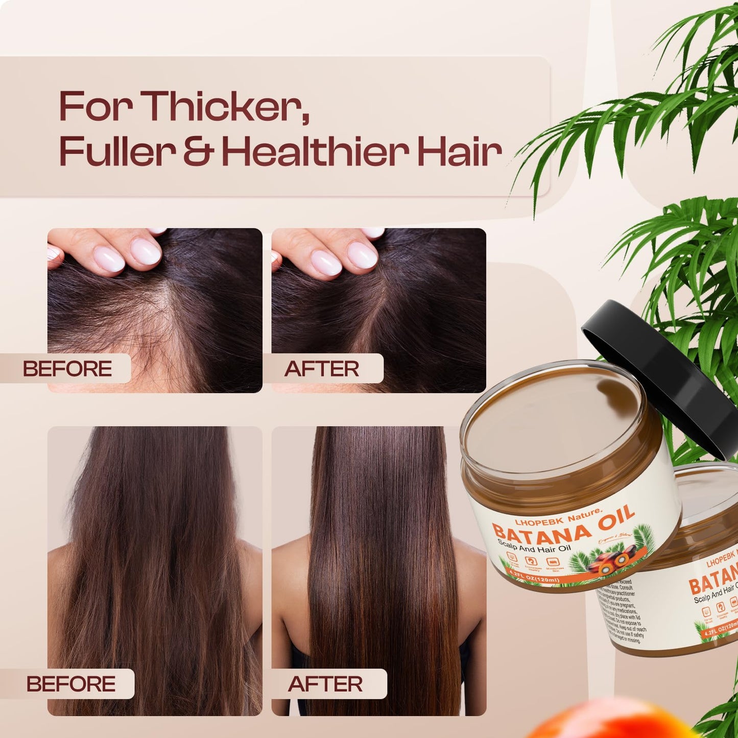 Batana Oil for Hair Growth: 4.2 OZ Raw Batana Oil for Hair Growth Prevent Hair Loss Moisturize Scalp for Men & Women