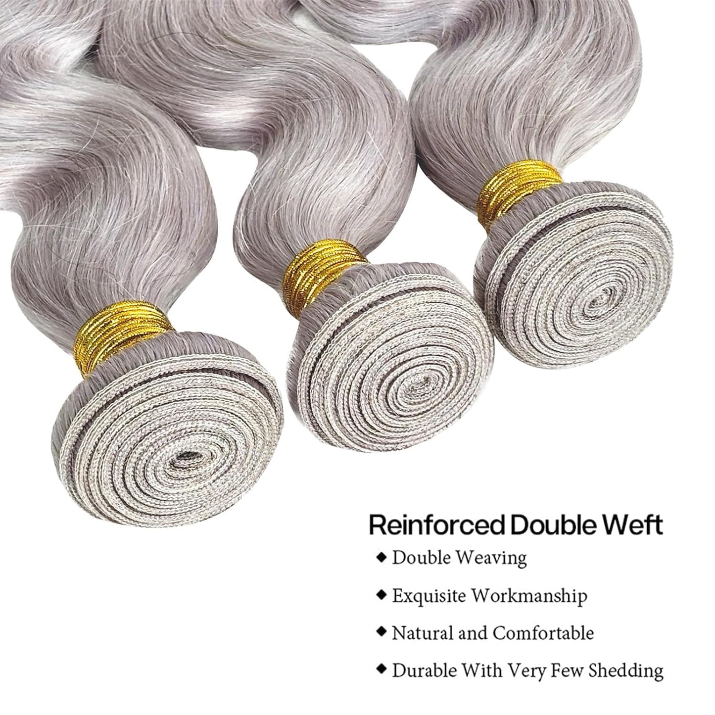 Grey Human Hair Bundles Gray Body Wave Bundle Silver Human Hair 3 Bundles 20 22 24 Inch 300g Brazilian Remy Gray Bundle