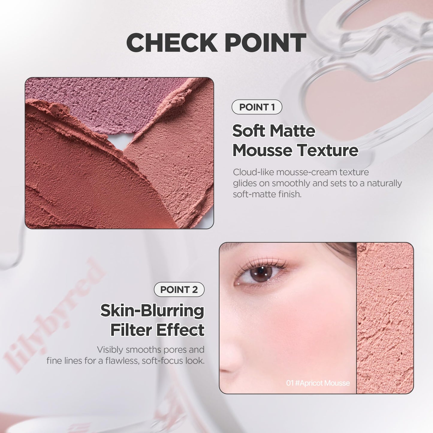 lilybyred Luv Beam Cheek Mousse | Heart-Shaped Korean Cream Blush, Airy Soft-Matte Texture, Soft-Focus & Pore-Blurring Finish, Seamless Buildable, Natural Flush, 0.13 oz. (05 Fig Mousse)