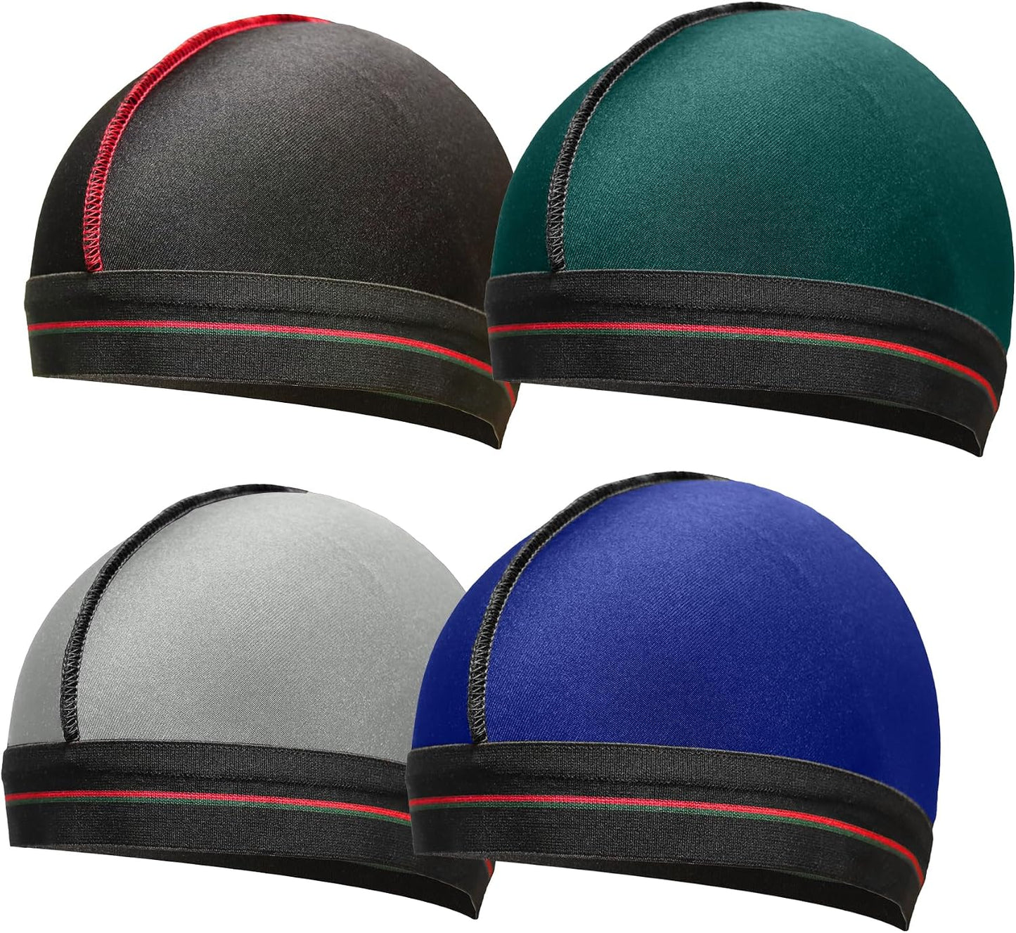 Silky Stocking Cap for Men & Women - Black Compression Wave Cap for 360 Waves | 4-Piece Set