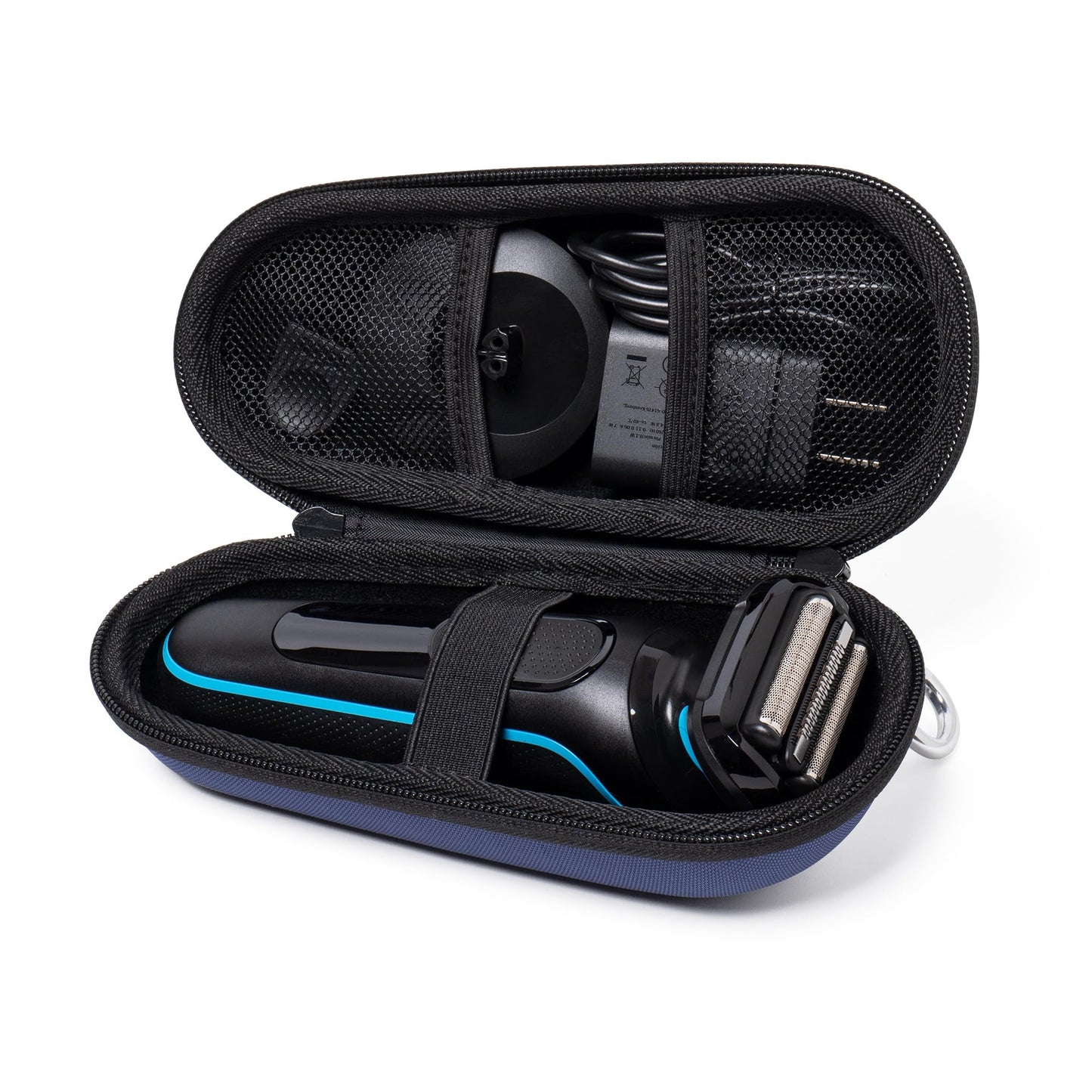 Nincha Electric Razor Case for Braun Series 3, 5, 7, 9 Shavers, Hard Shell EVA Travel Case with Charger Storage, Shaver Protective Carrying Case with Carabiner Navy Blue