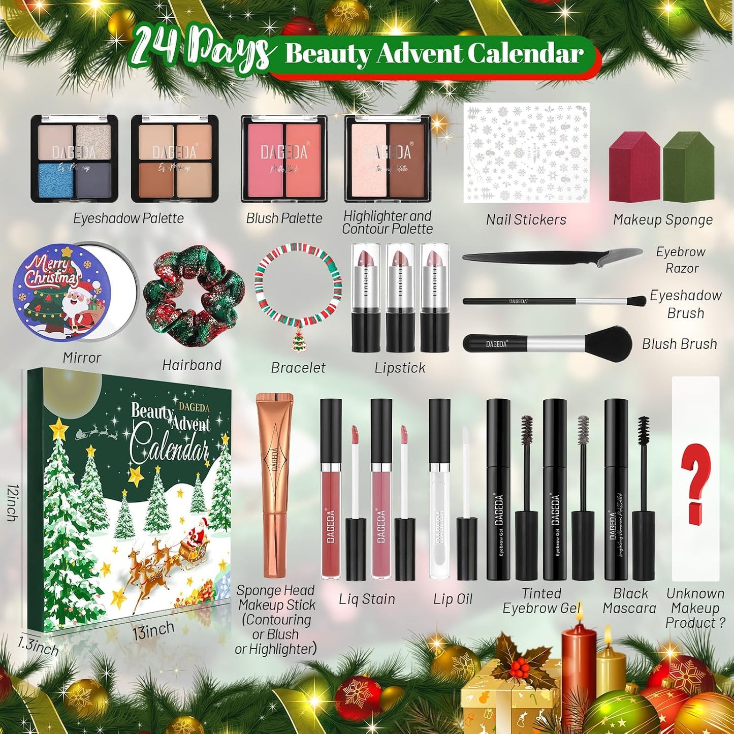 Beauty Advent Calendar 2025 - 24 Days of Makeup Surprises for Teens & Adults | Perfect Christmas Gift Set for Women