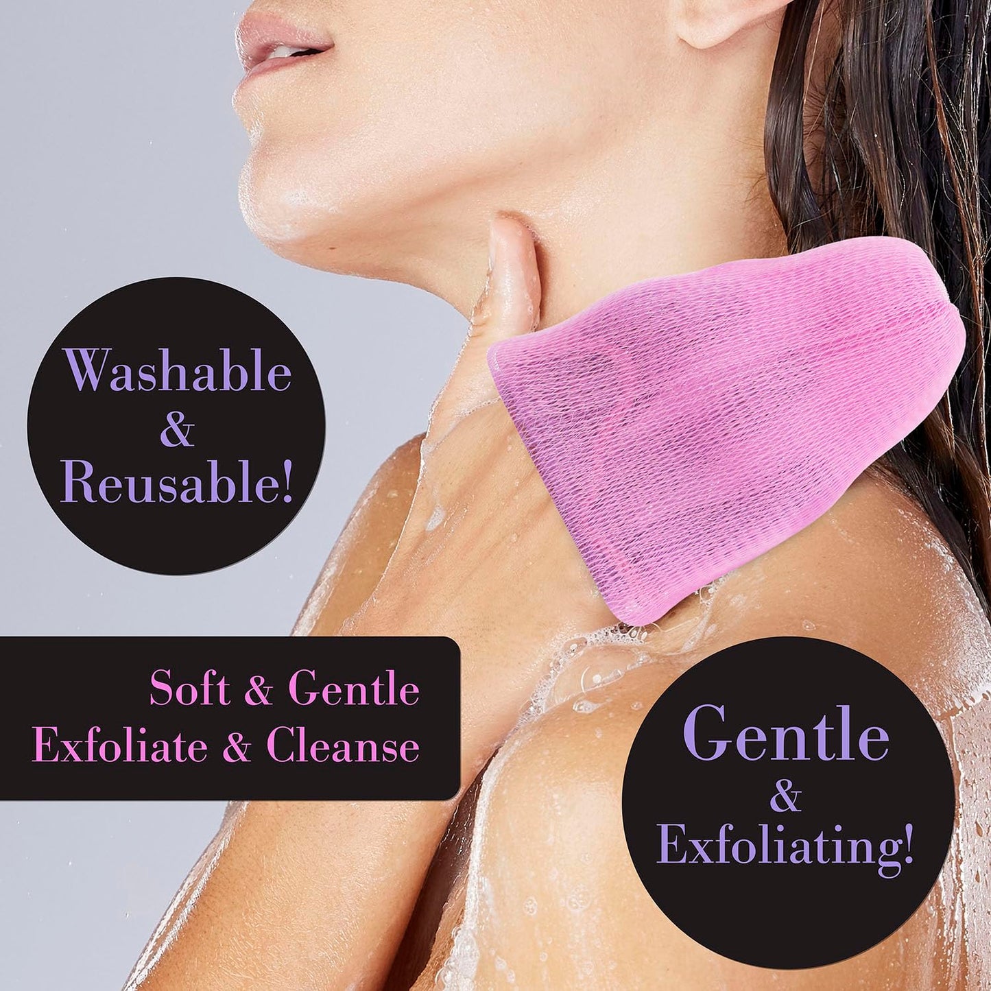 2pc Purple Exfoliating Soap Loofah – Soft & Gentle Body Scrubber Value Pack | Luxury Bath Products & Spa Accessories for Women | Deep Cleansing Exfoliating Body Wash Bar – Soft