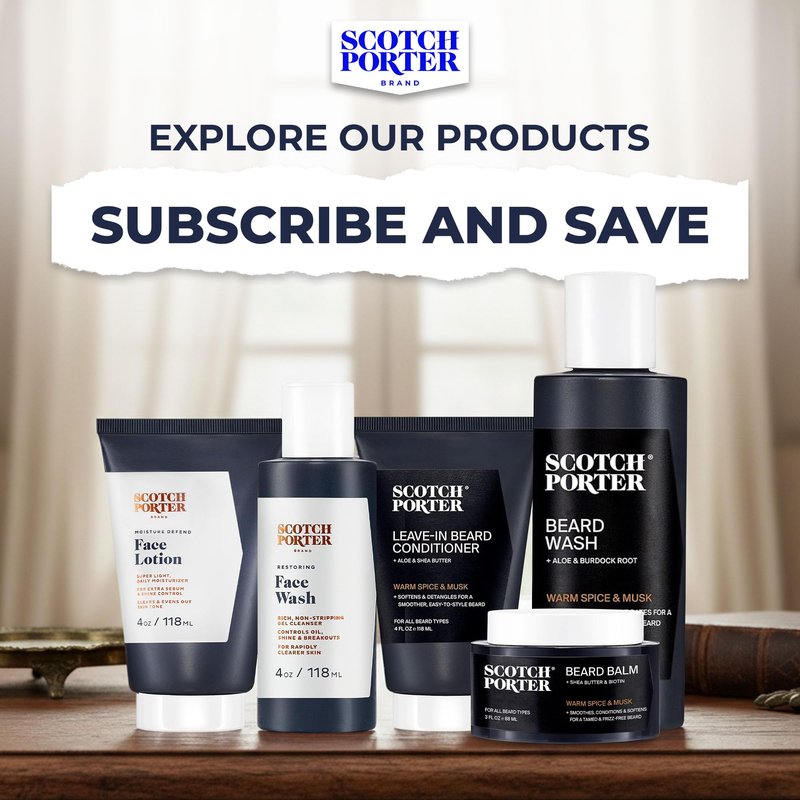 Scotch Porter Moisturizing Beard Wash – Cleanse, Refresh, Hydrate & Soften Coarse, Dry Facial Hair while Protecting Skin for a Fuller-Looking Beard – Original Scent, 8 oz. Bottle